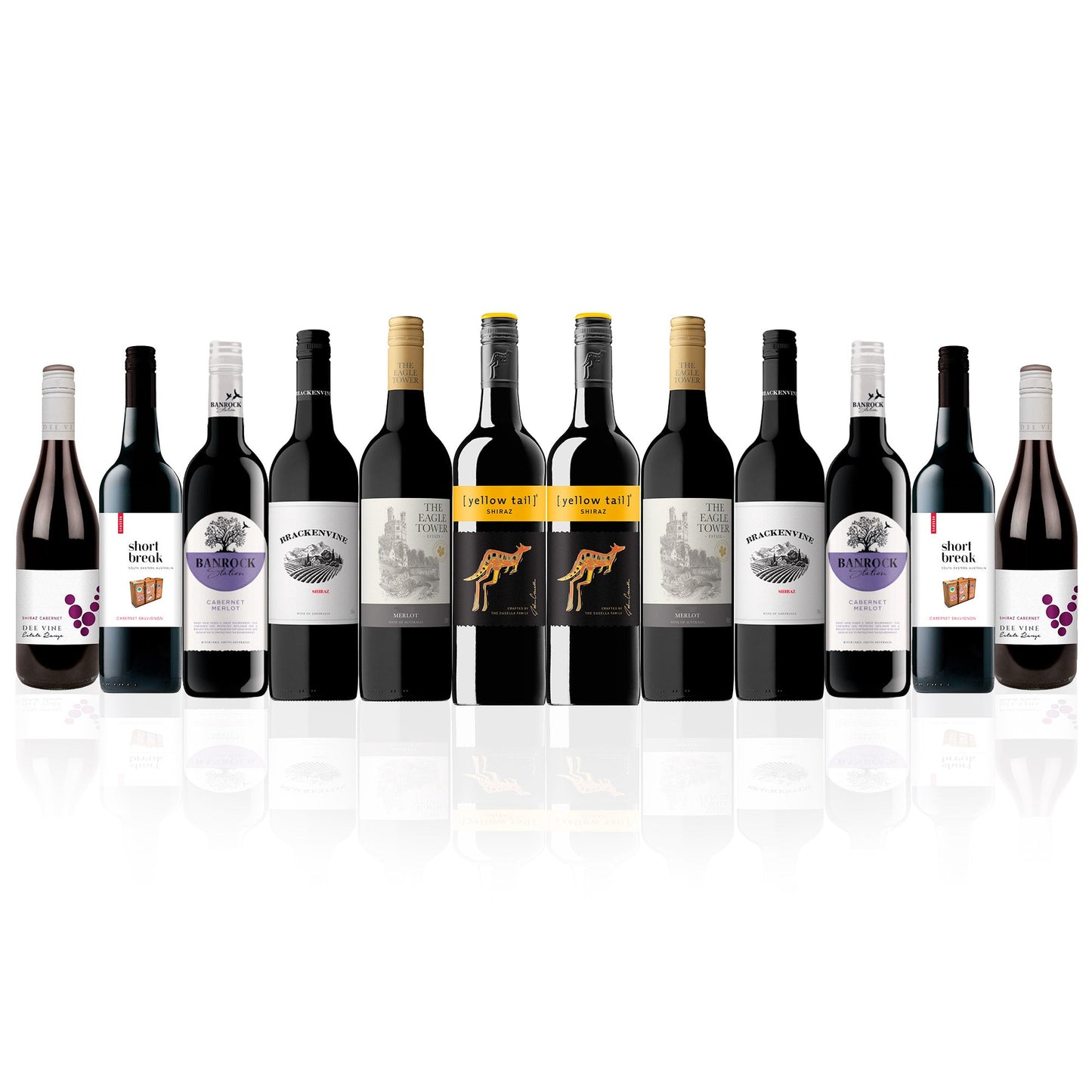 Australian Mixed Red Wine Dozen Featuring Yellow Tail Shiraz 2.0 (12 Bottles)