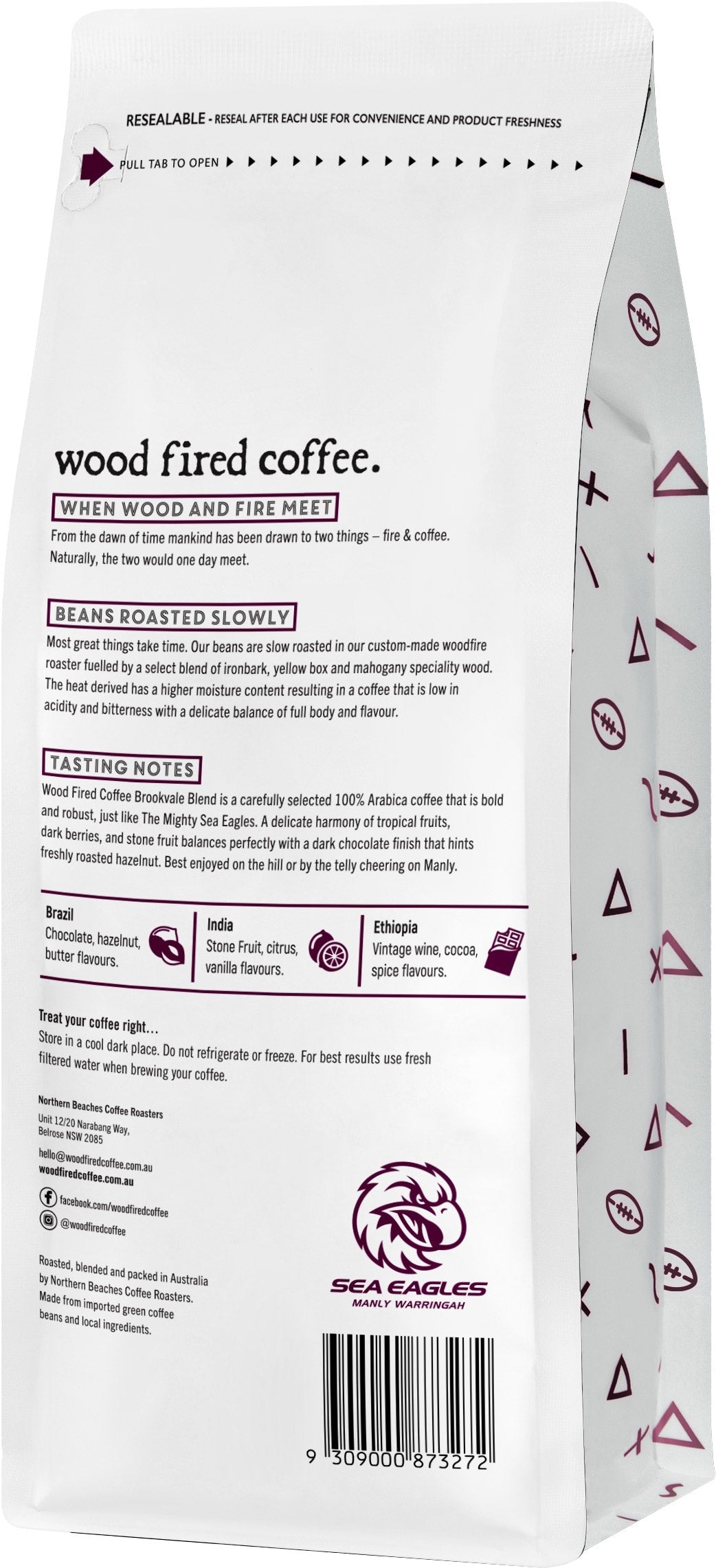 Wood Fired Coffee Ground Brookvale Blend Manly Sea Eagles - 500g