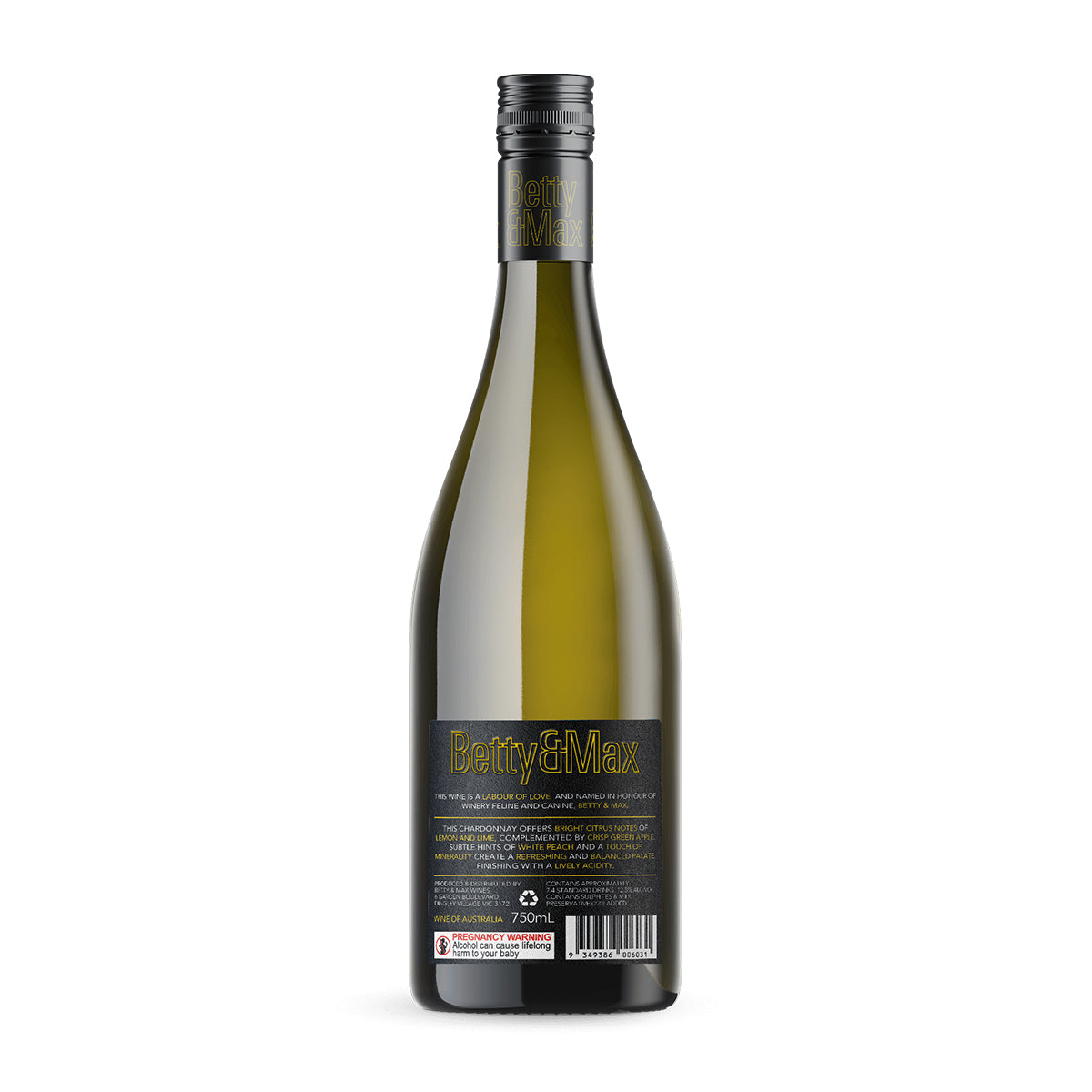 2025 Betty and Max Chardonnay 750ML (12 Bottles)