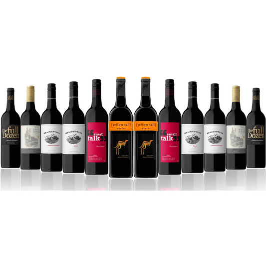 Australian Mixed Red Wine Dozen Featuring Yellow Tail Merlot (12 Bottles)