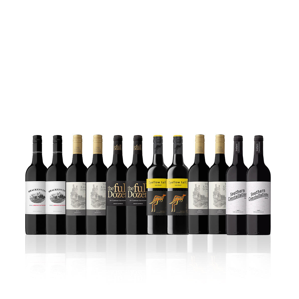 Australian Red Mixed Dozen Featuring Yellow Tail Shiraz (12 Bottles)